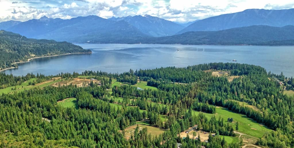 Balfour, BC, from helicopter looking North